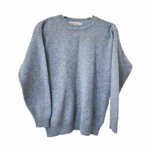 Vintage Compliments Pure New Wool Heathered Blue Knit Crewneck Sweater